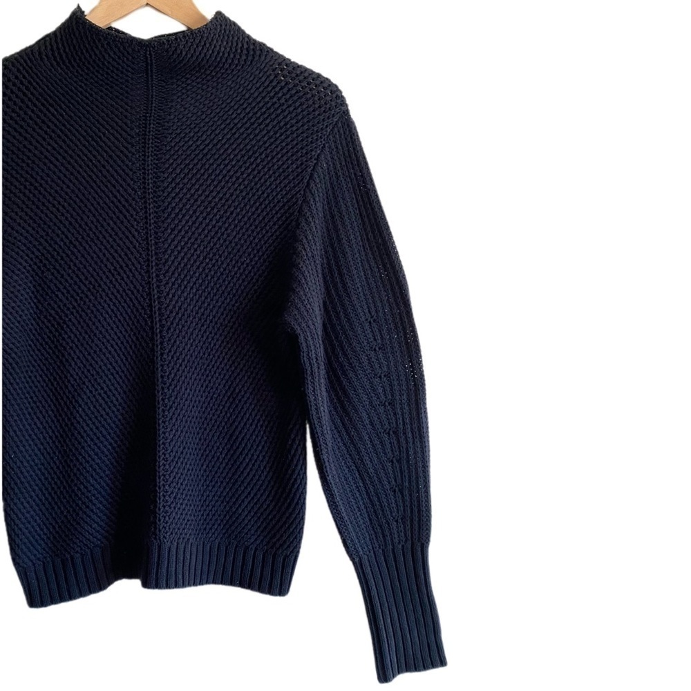 PURE COLLECTION Mock neck Balloon Sleeve Ribbed knit Cotton Blend Sweater Size L - Picture 4 of 8